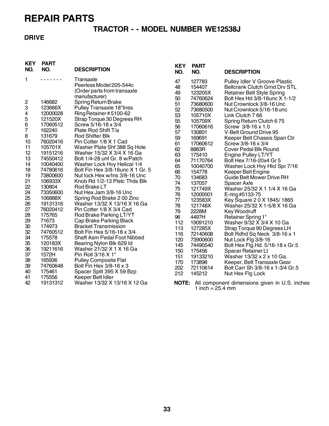 Weed Eater 178106 manual Transaxle 