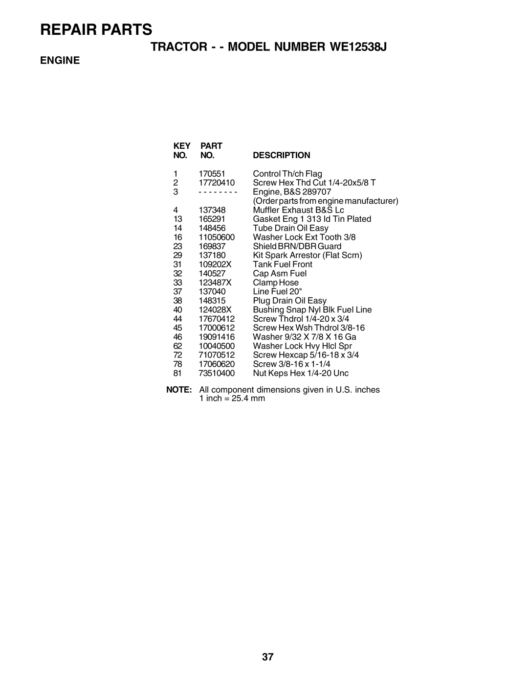 Weed Eater 178106 manual Control Th/ch Flag 