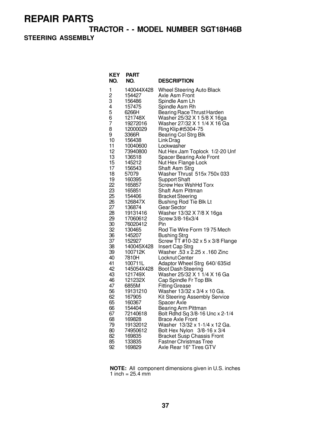 Weed Eater 178277 owner manual KEY Part NO. NO.DESCRIPTION 