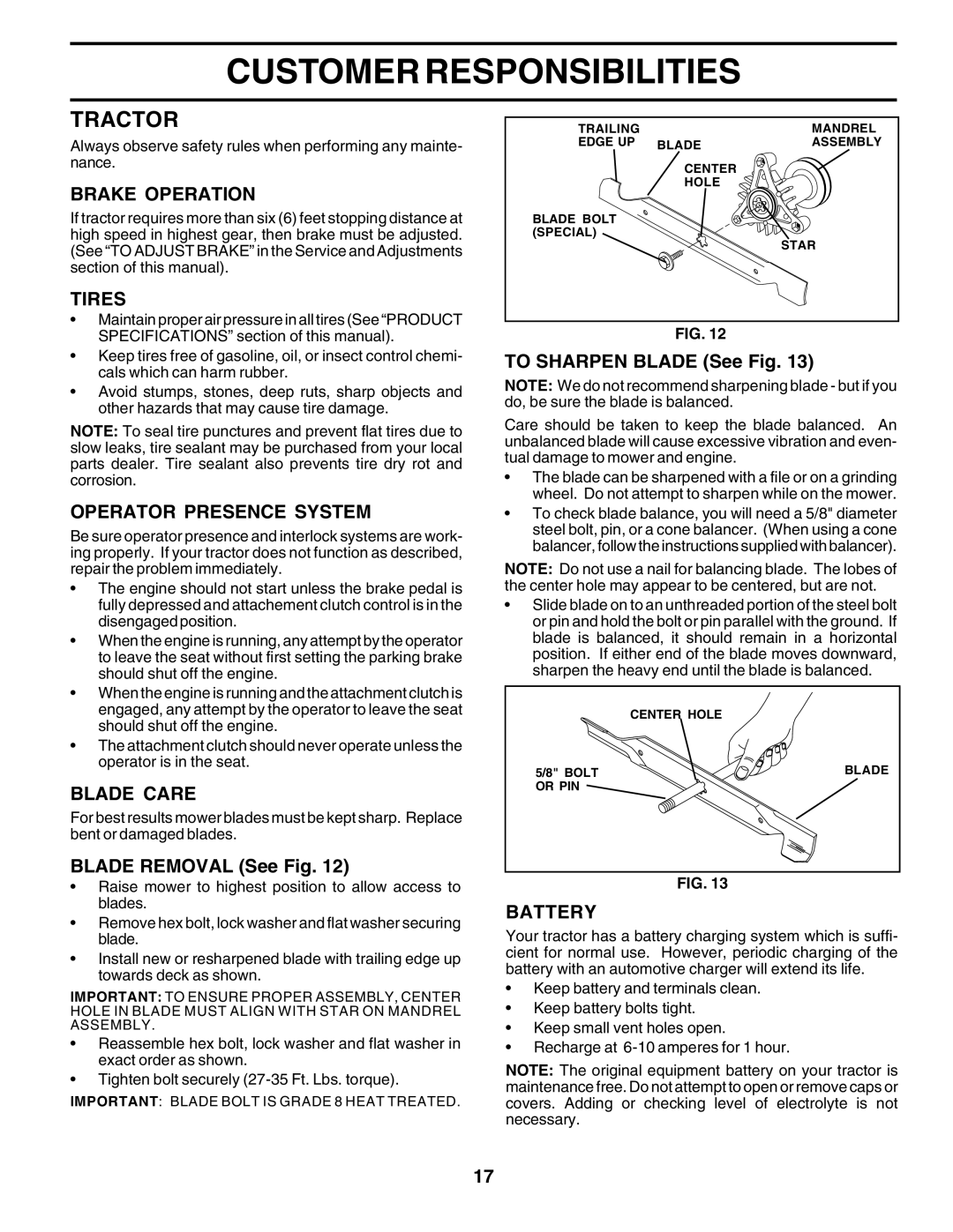 Weed Eater 178387 owner manual Tractor 