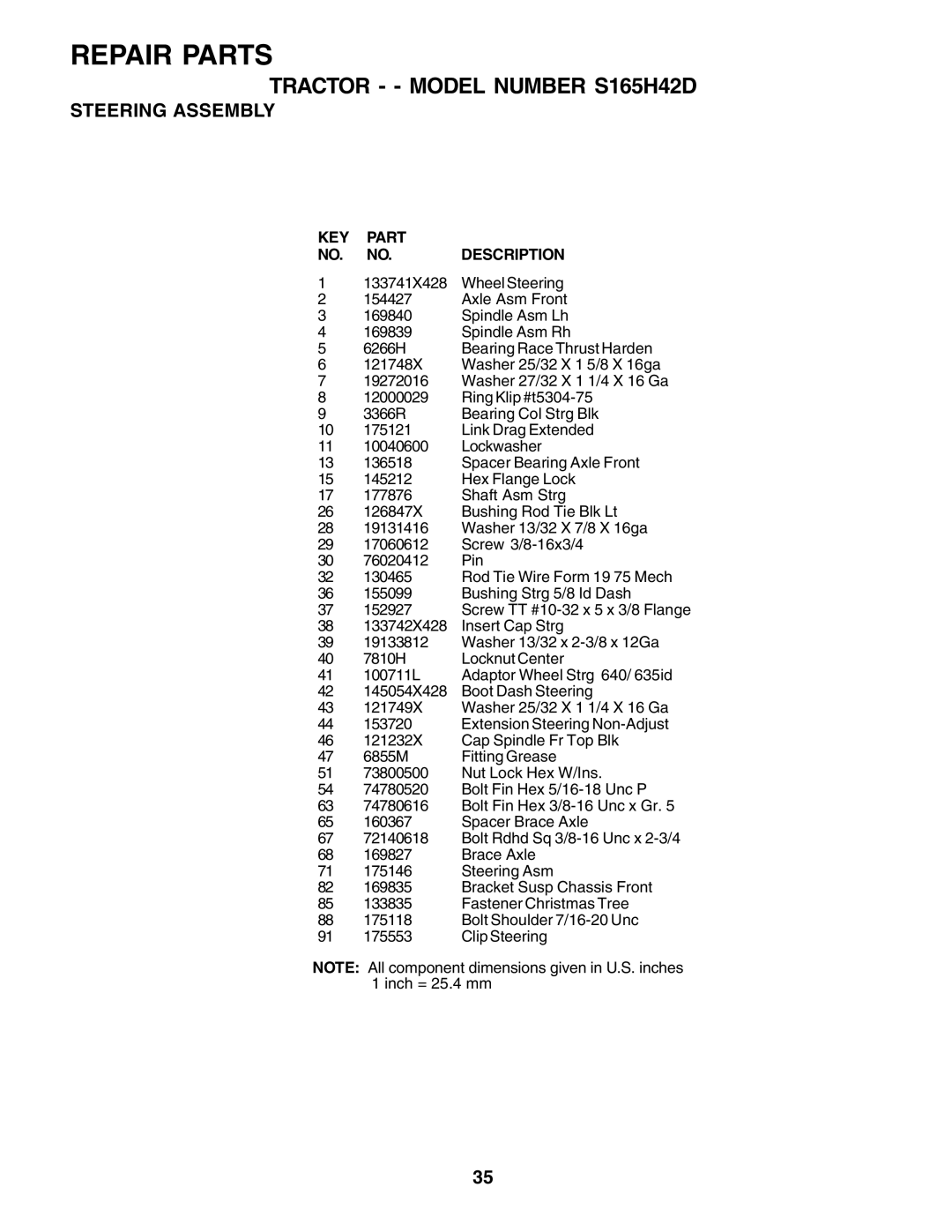 Weed Eater 179347 owner manual KEY Part NO. NO. Description 