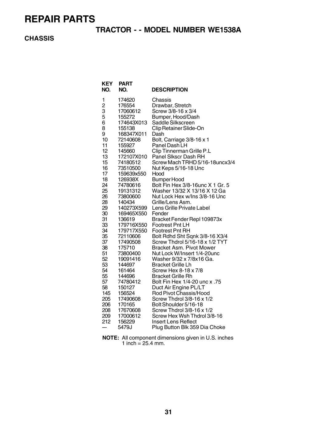 Weed Eater 180083 manual Repair Parts 