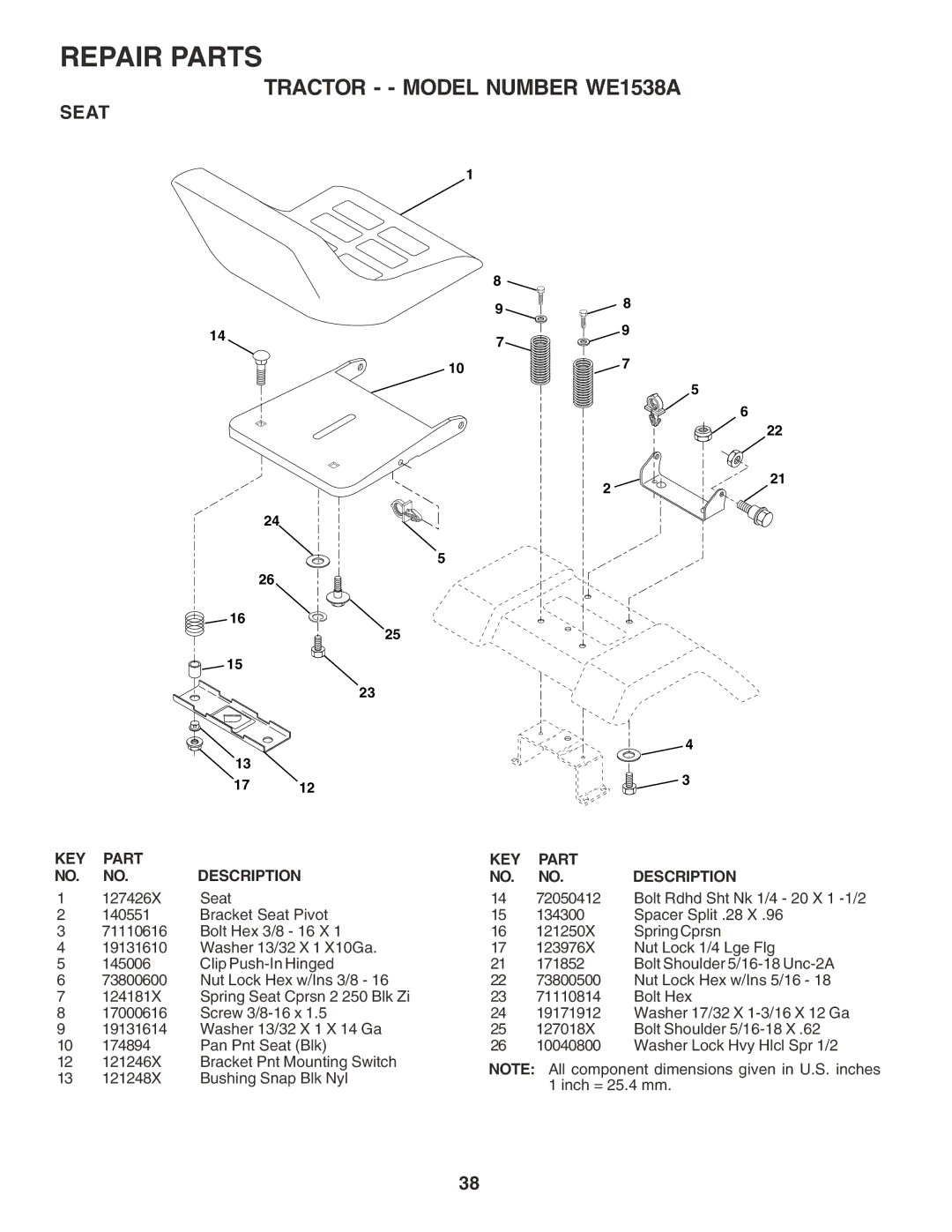 Weed Eater 180083 manual Seat 