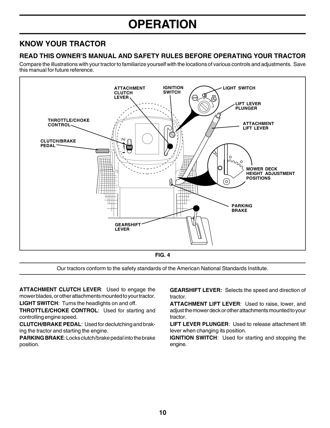 Weed Eater 180530 manual Know Your Tractor 