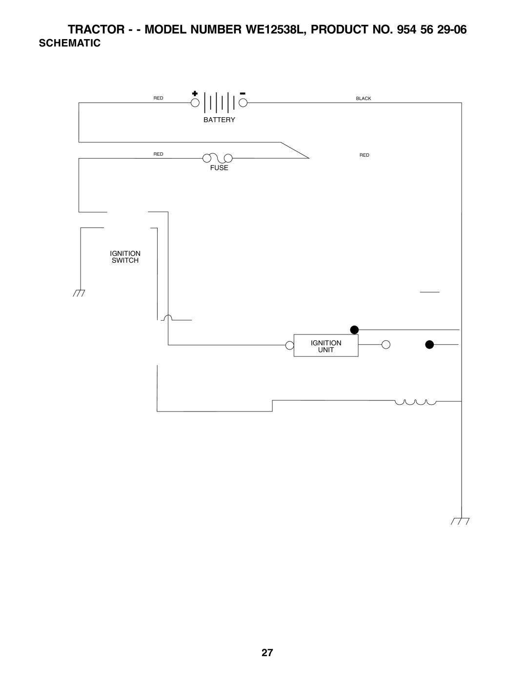 Weed Eater 183670 manual Tractor - Model Number WE12538L, Product no 56, Schematic 