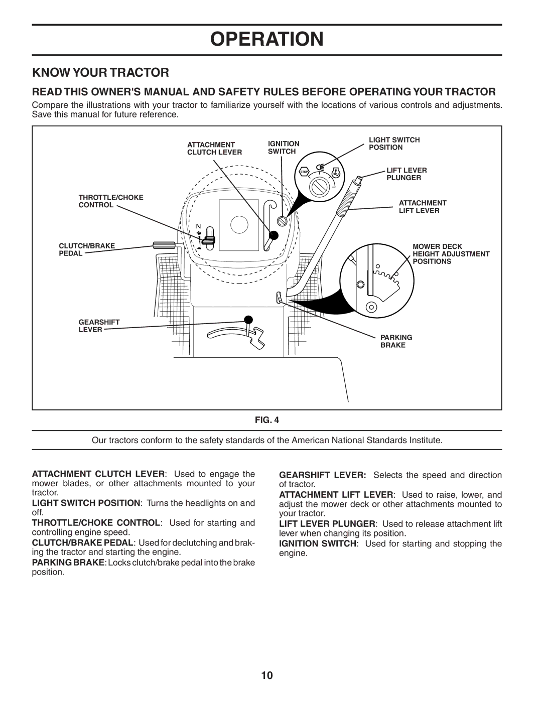 Weed Eater 184071 manual Know Your Tractor 