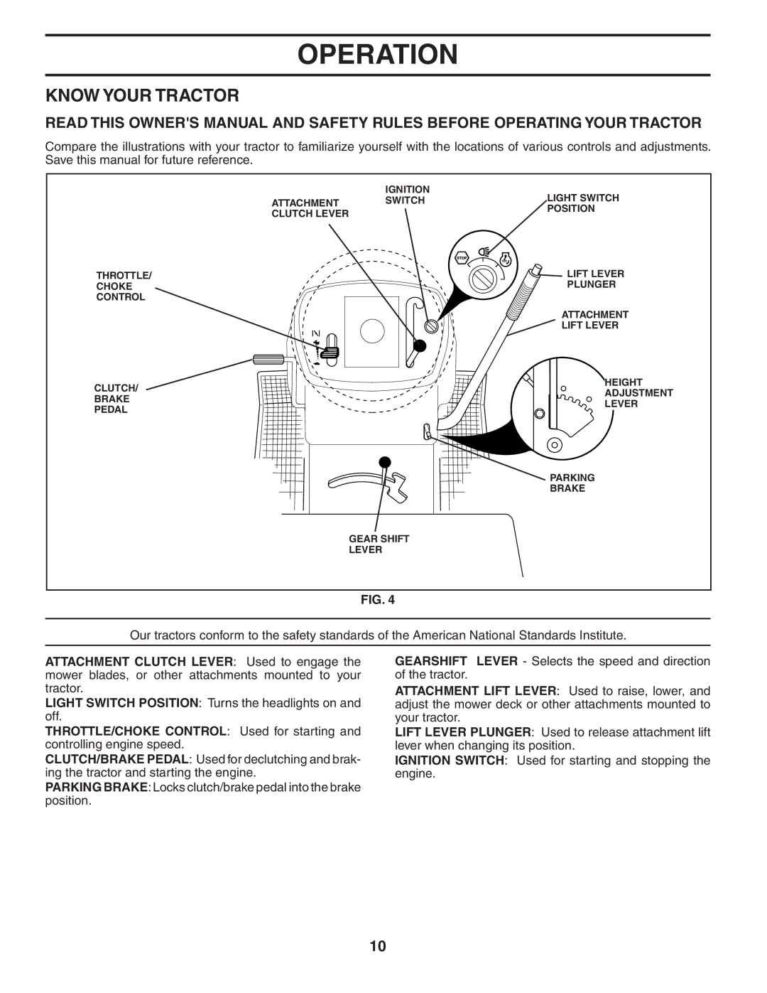 Weed Eater 186073 manual Know Your Tractor 