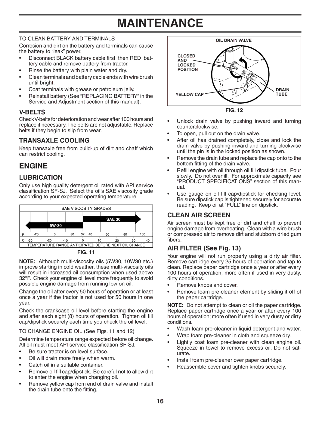 Weed Eater 186073 manual Engine, Belts, Transaxle Cooling, Lubrication, Clean AIR Screen 