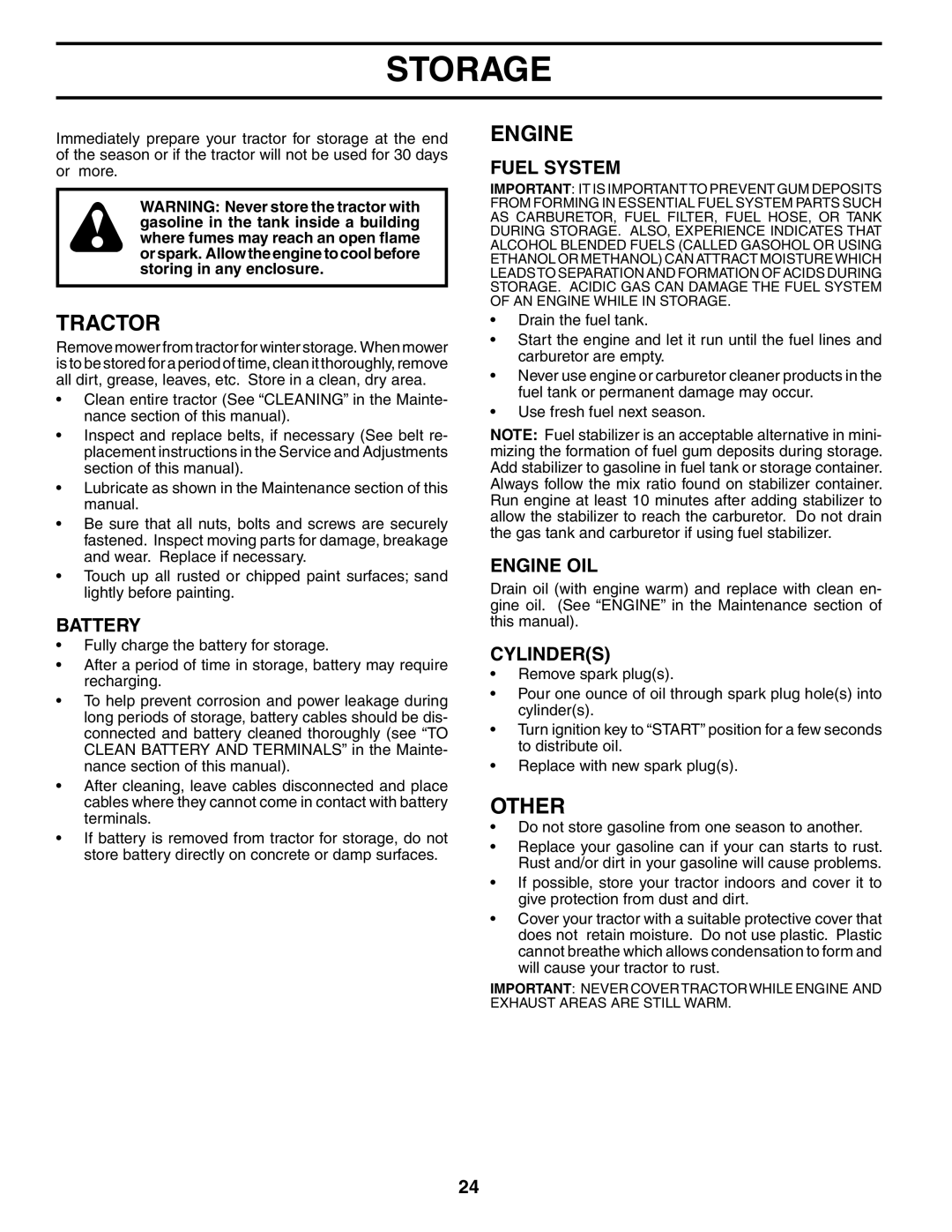 Weed Eater 186391 manual Storage, Other, Fuel System, Engine OIL, Cylinders 