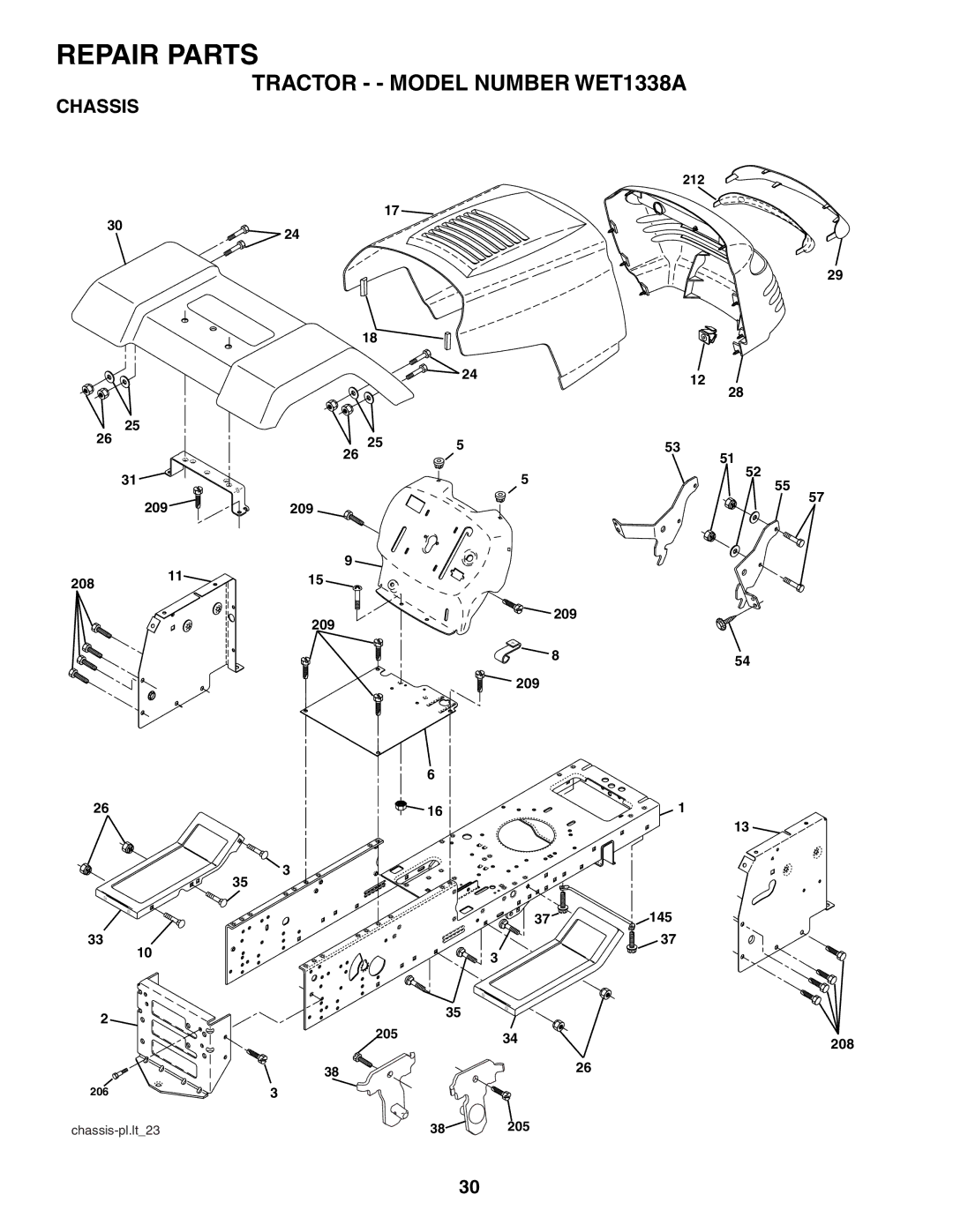 Weed Eater 186391 manual Chassis 