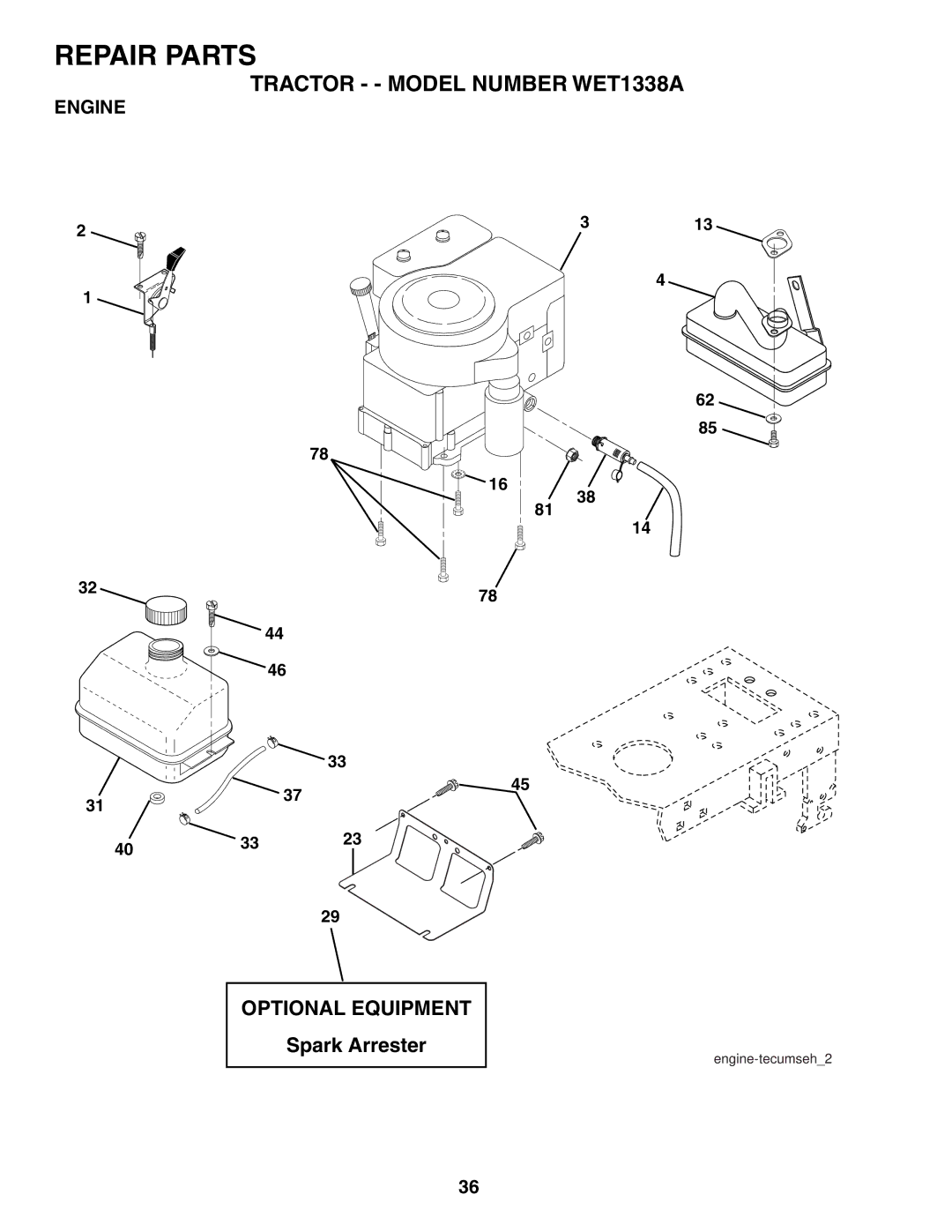 Weed Eater 186391 manual Engine 