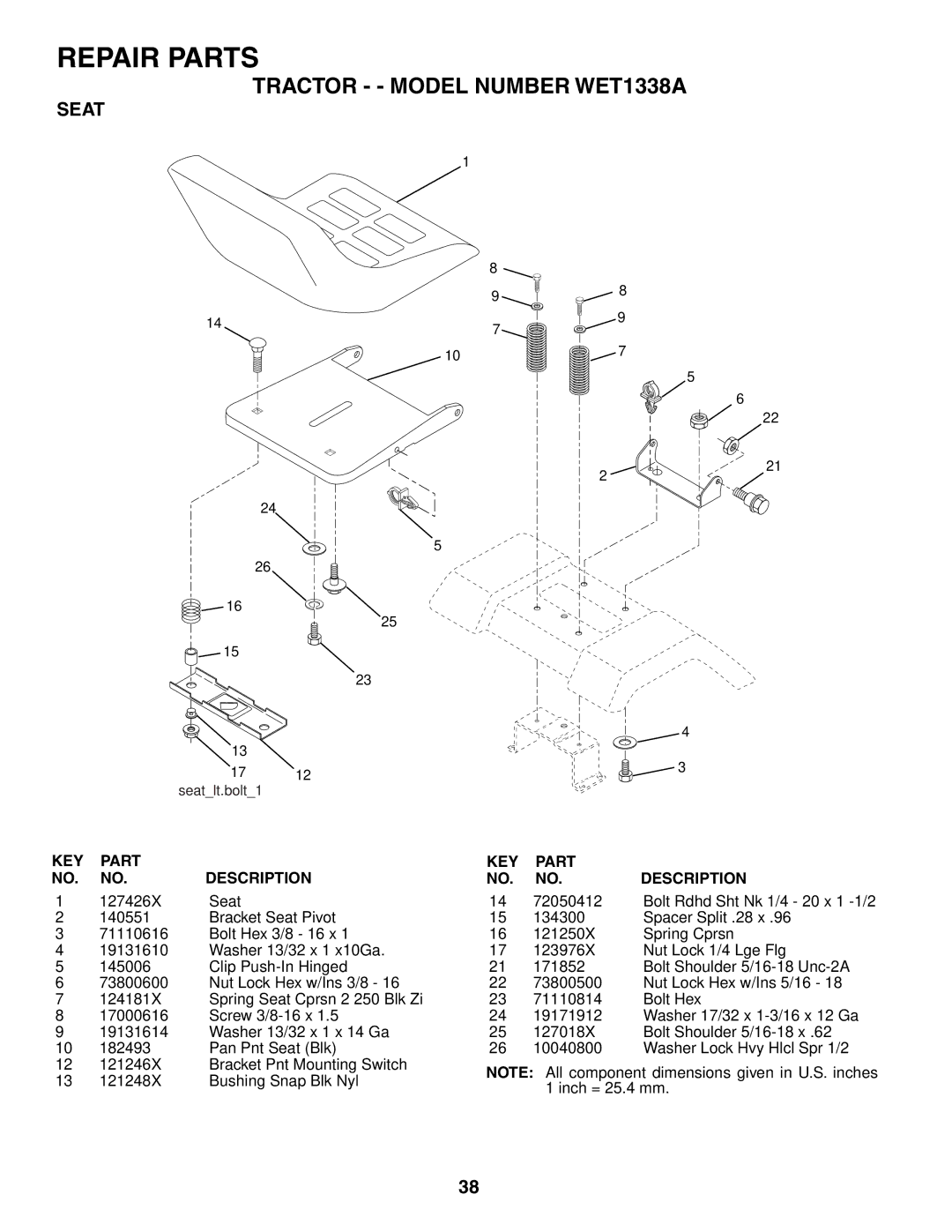 Weed Eater 186391 manual Seat 