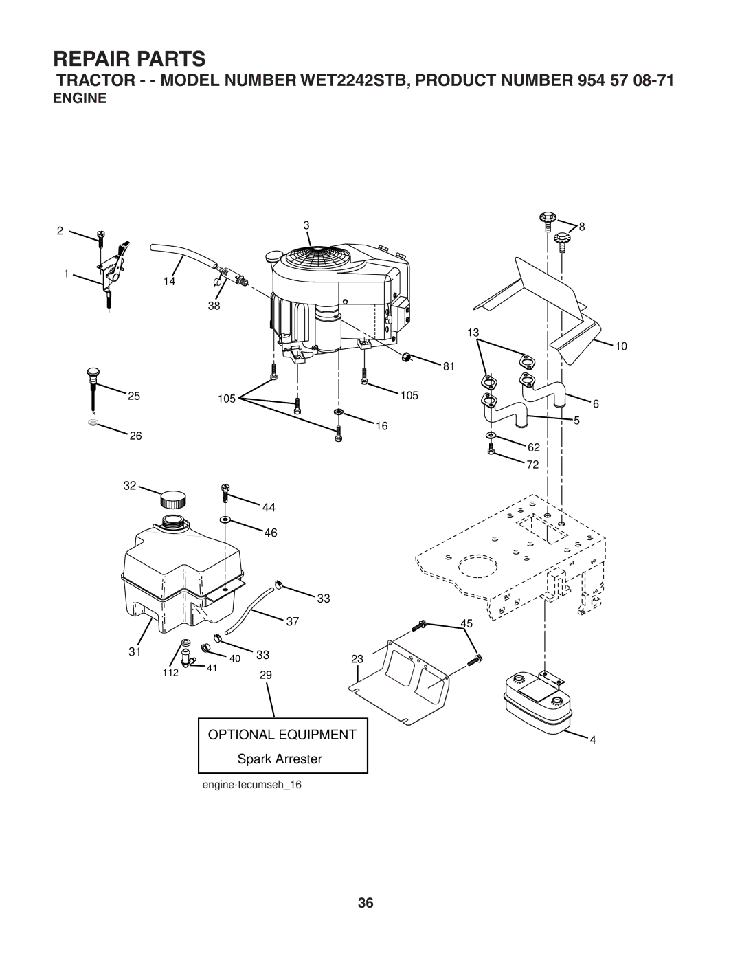 Weed Eater 186849 manual Engine 