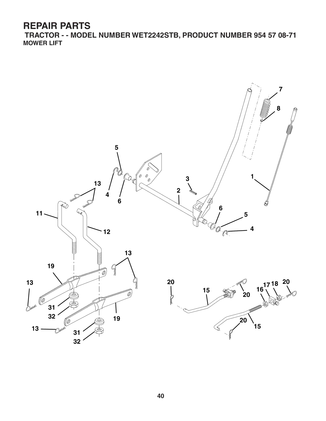 Weed Eater 186849 manual Mower Lift 