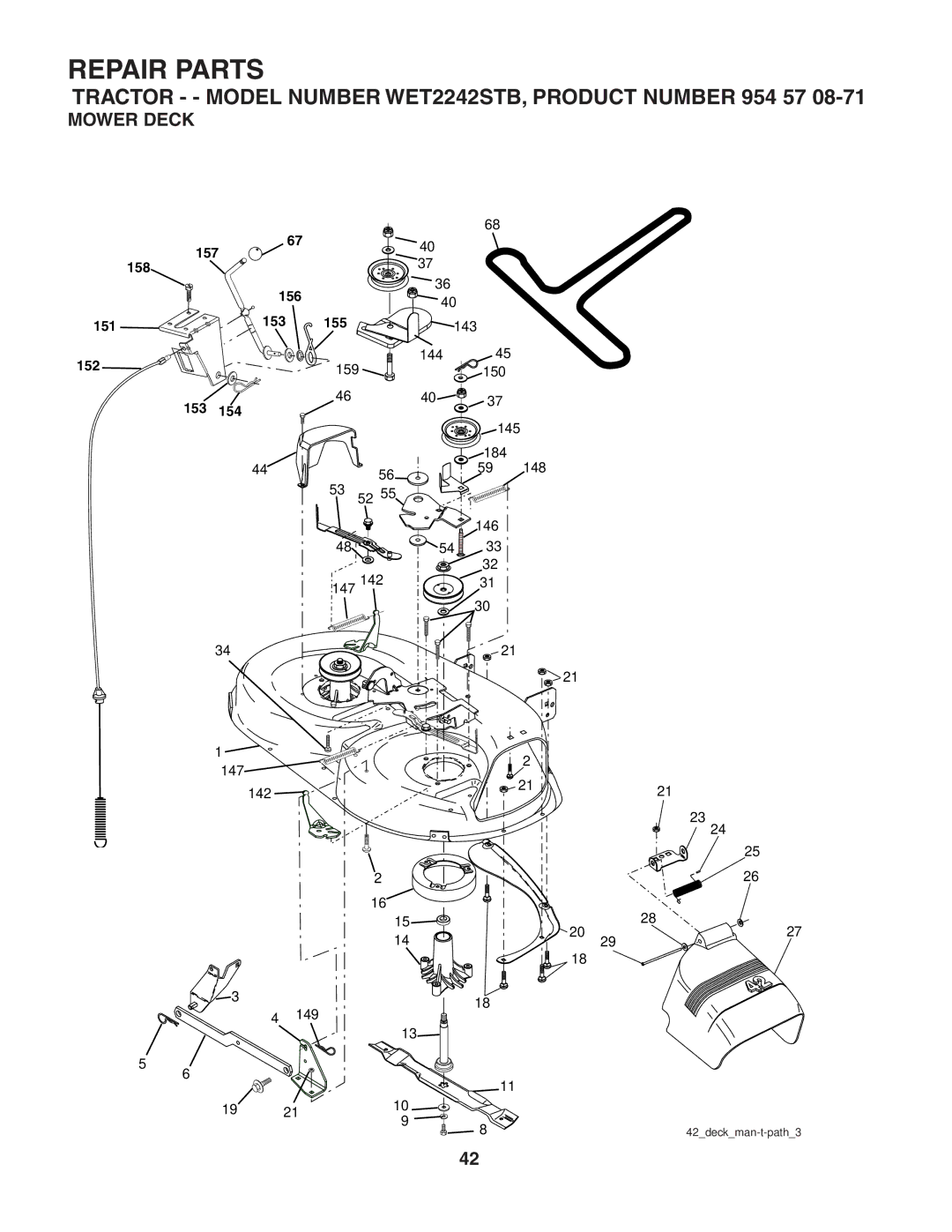 Weed Eater 186849 manual Mower Deck 