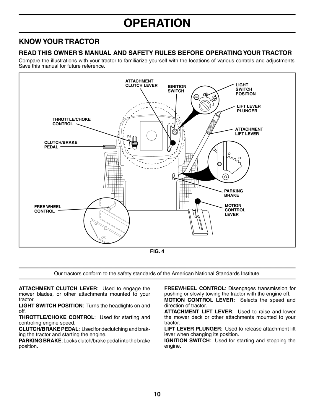 Weed Eater 186913 manual Know Your Tractor 