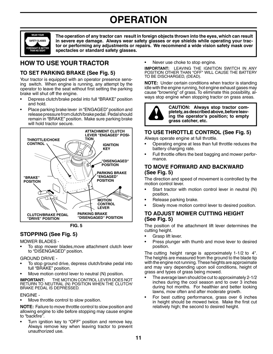 Weed Eater 186913 manual HOW to USE Your Tractor 