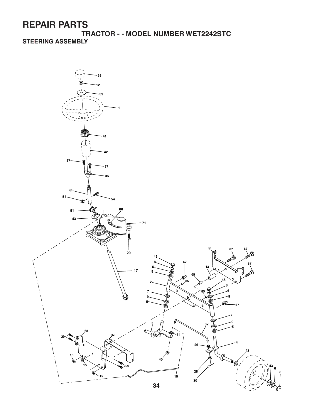 Weed Eater 188313 manual Steering Assembly 