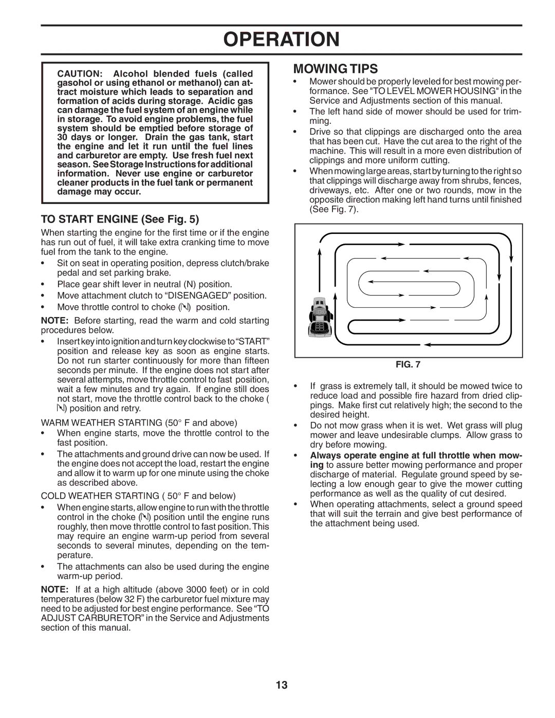 Weed Eater 191087 manual Mowing Tips, To Start Engine See Fig 