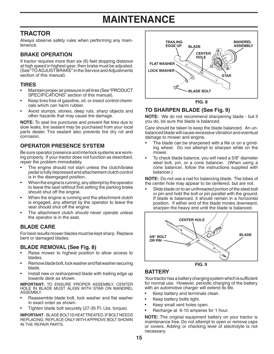 Weed Eater 191087 manual Tractor 