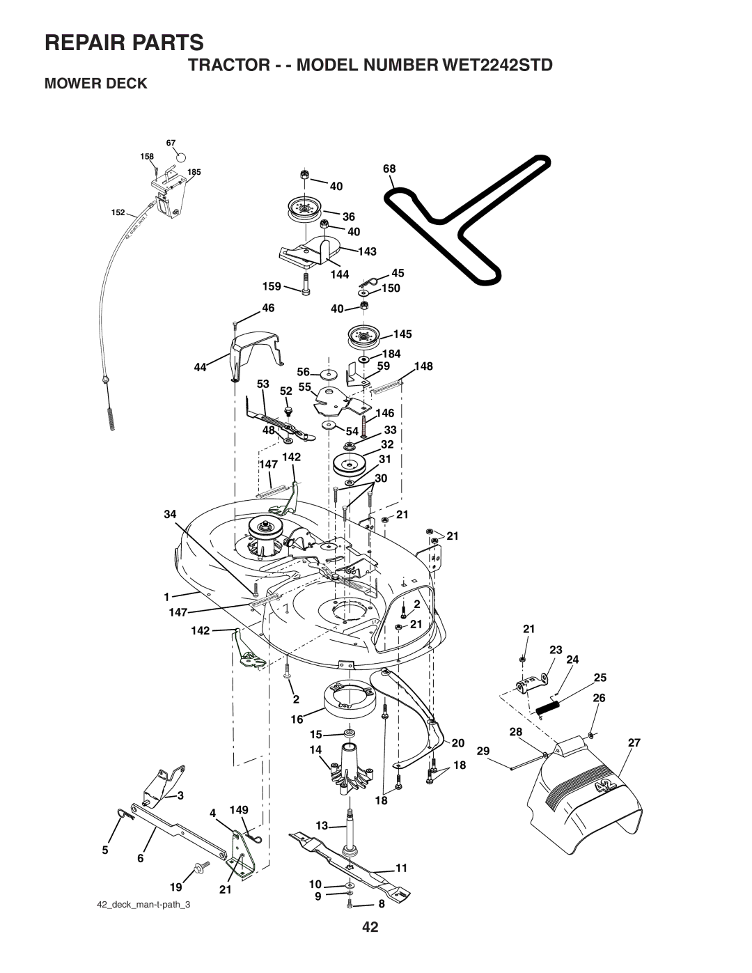 Weed Eater 191087 manual Mower Deck 