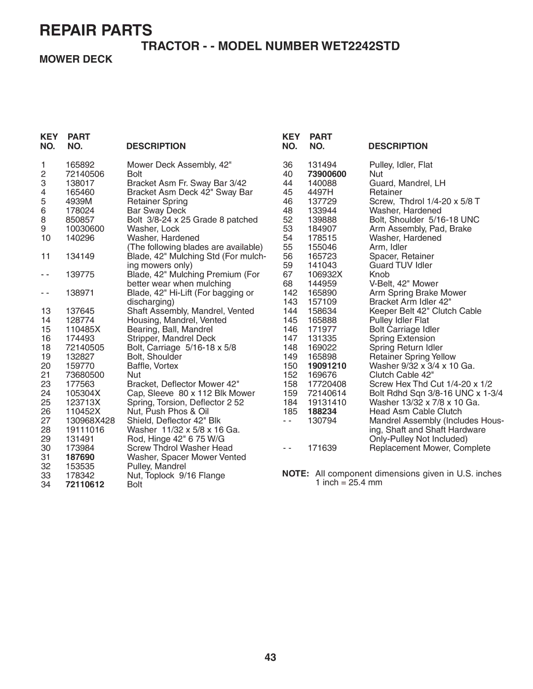 Weed Eater 191087 manual 73900600, 19091210, 188234, 187690, 72110612 