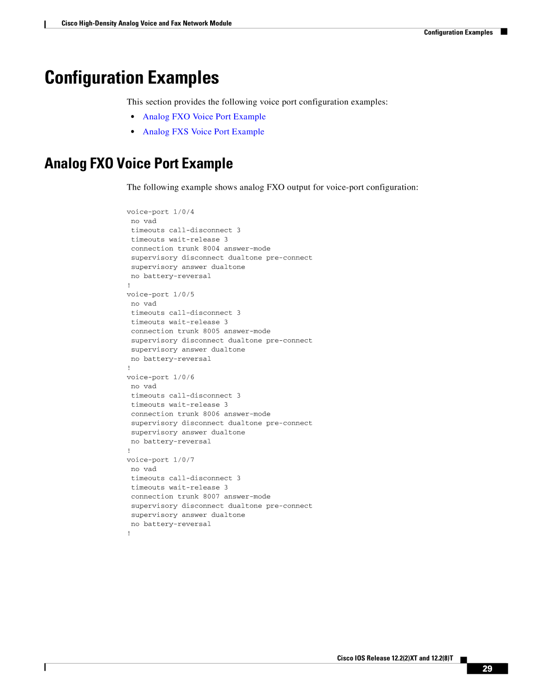 Weed Eater 2600 manual Configuration Examples, Analog FXO Voice Port Example 