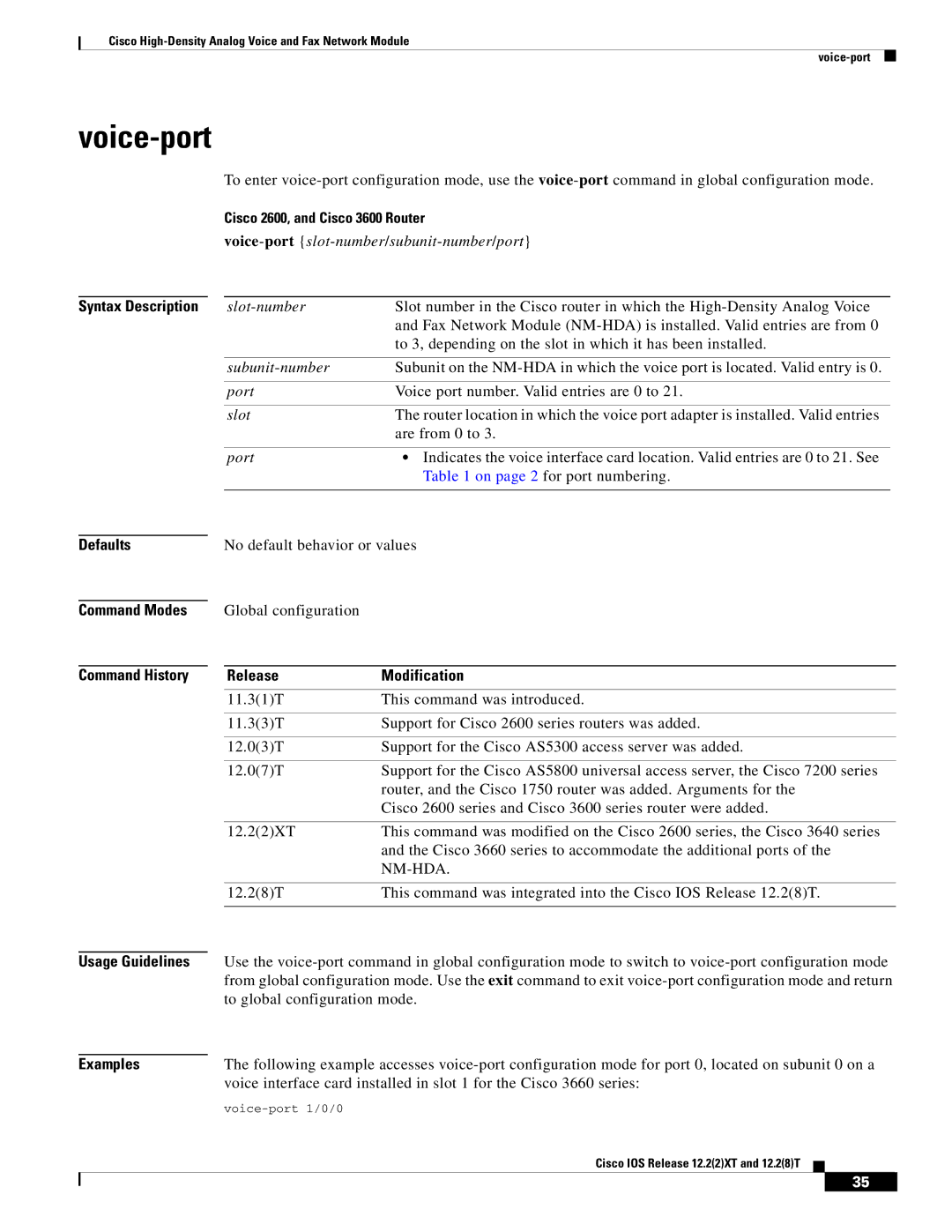 Weed Eater manual Voice-port, Cisco 2600, and Cisco 3600 Router, Global configuration, Usage Guidelines 