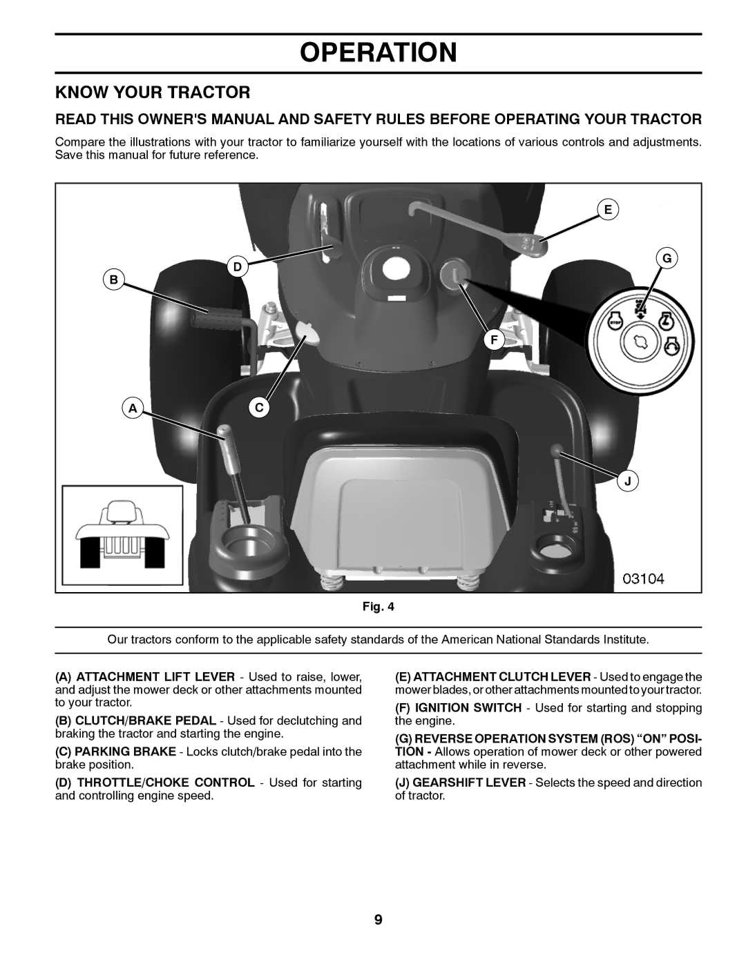 Weed Eater 435057, 96048000100 manual Know Your Tractor 