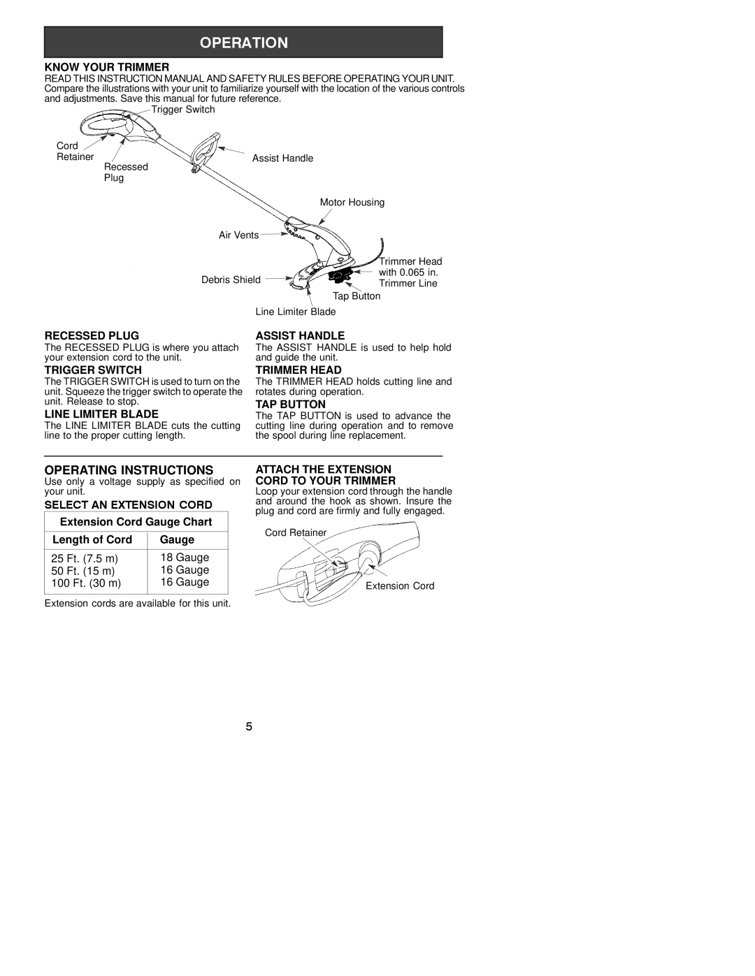 Weed Eater 530086725 instruction manual Operating Instructions 