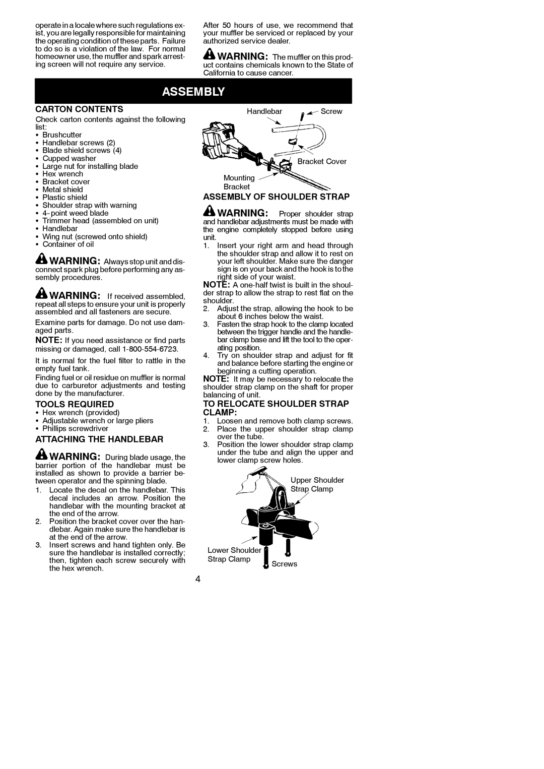 Weed Eater 530164314 instruction manual Assembly 