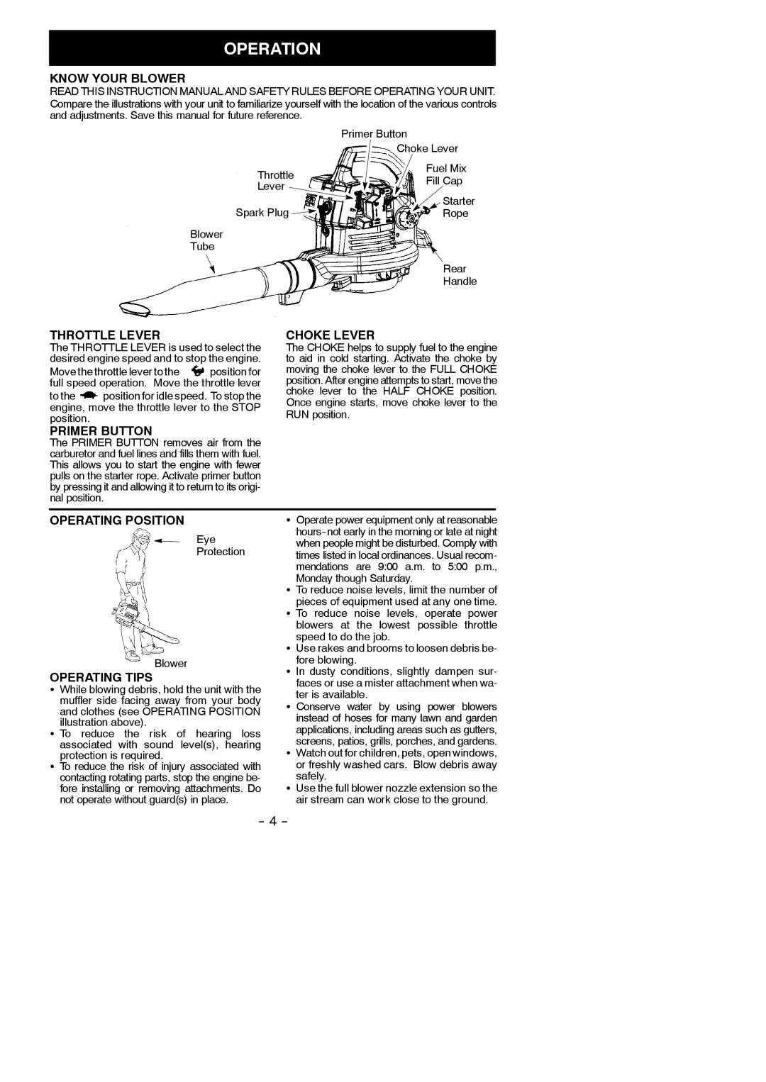 Weed Eater 530165303-01 instruction manual Operation 