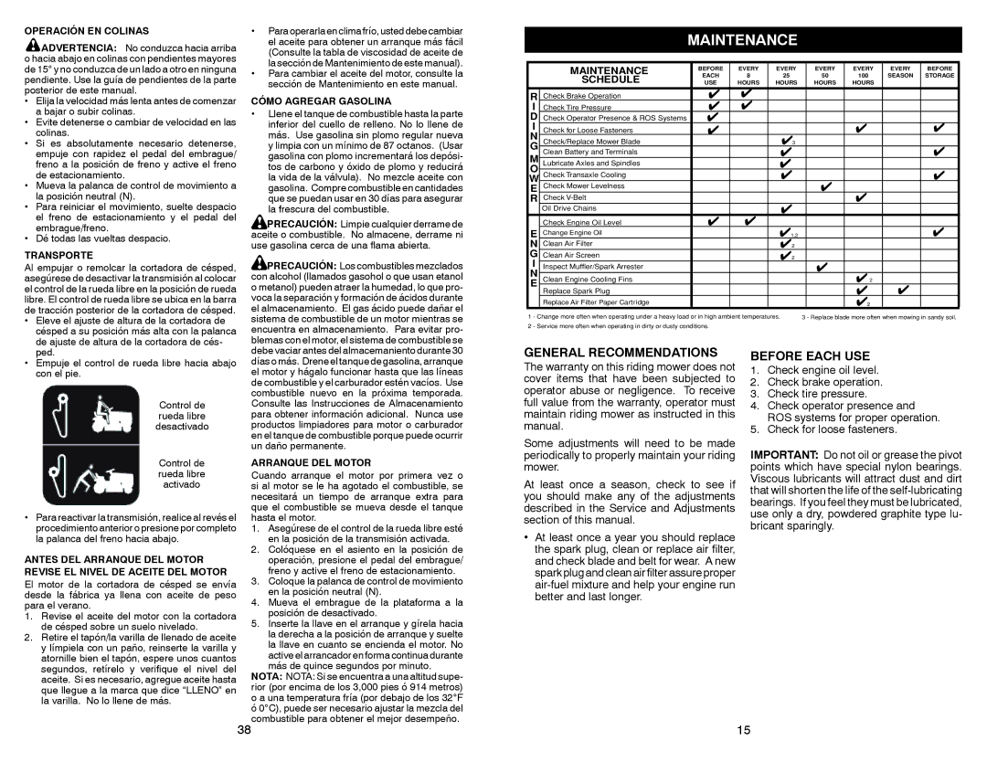 Weed Eater 532 44 57-77 warranty Maintenance, General Recommendations, Before Each USE 