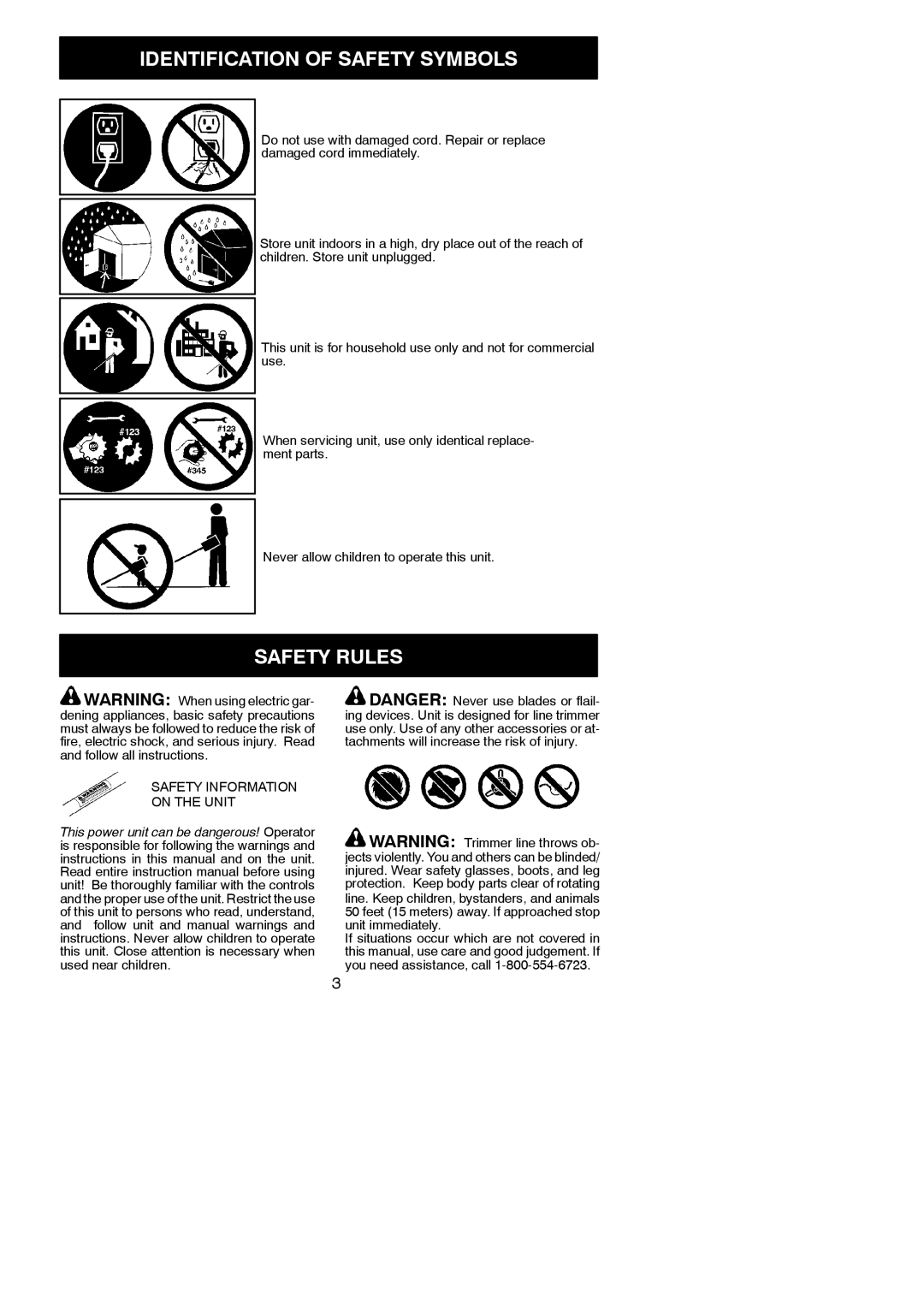 Weed Eater 545186757 instruction manual Safety Rules, Safety Information On the Unit 