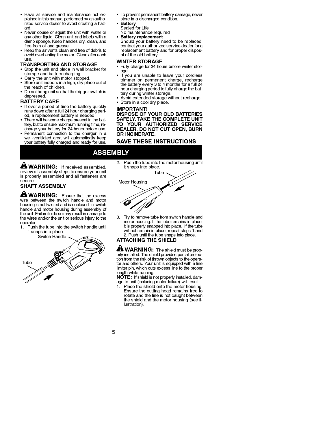 Weed Eater 545186757 instruction manual Assembly 