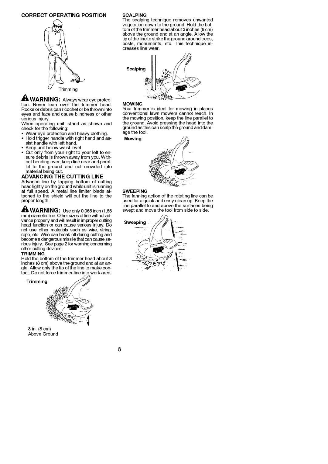 Weed Eater 545186758, 952711708, 952711728 instruction manual Correct Operating Position, Advancing the Cutting Line 