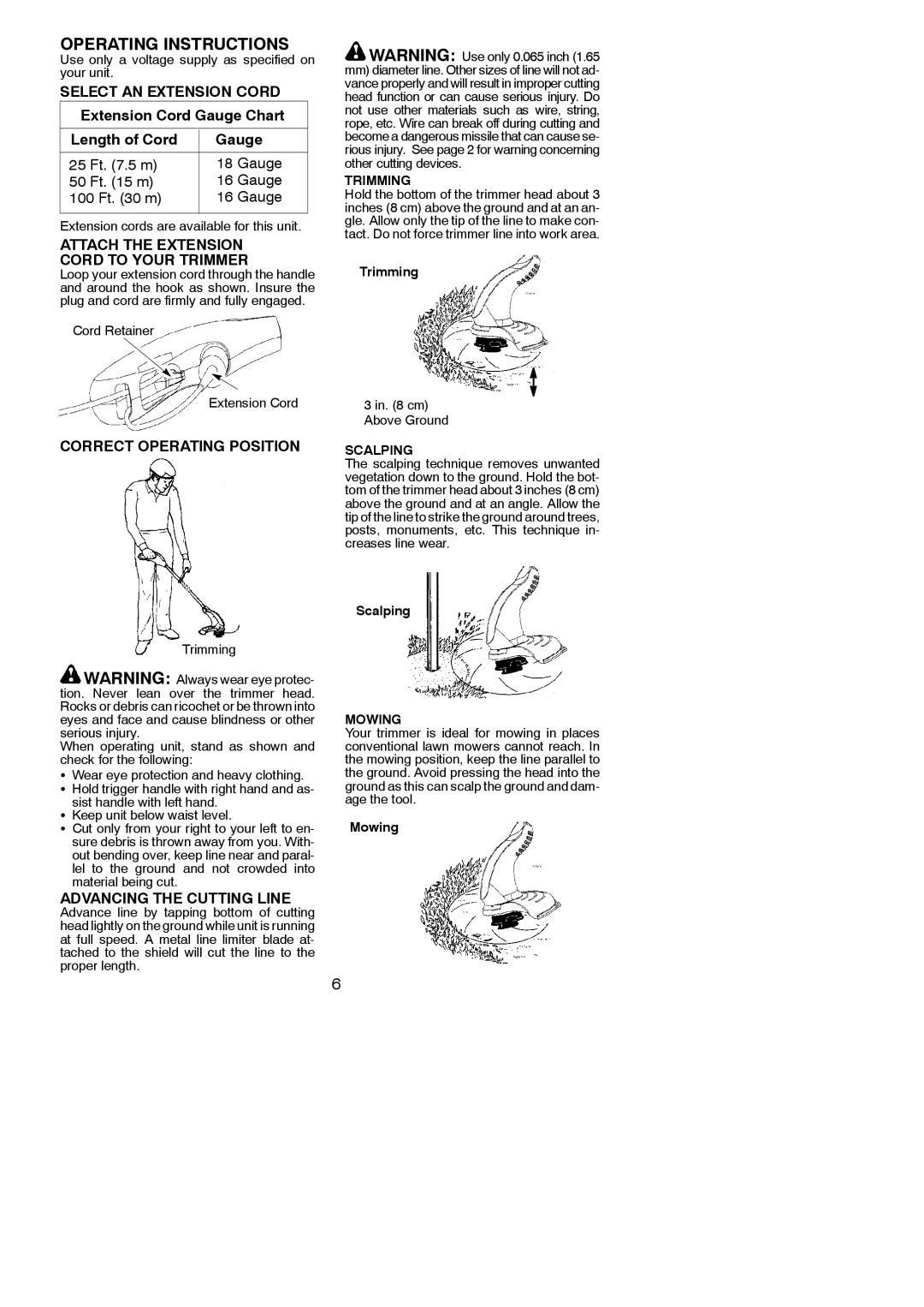 Weed Eater 545186760 Operating Instructions, Attach the Extension Cord to Your Trimmer, Correct Operating Position 