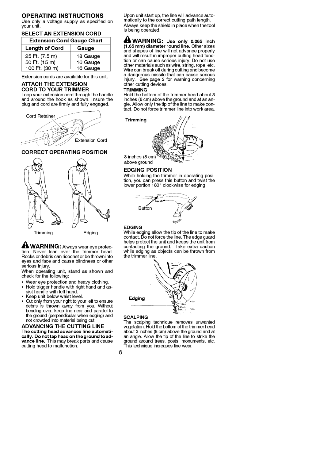 Weed Eater 545186761 Operating Instructions, Select AN Extension Cord, Attach the Extension Cord to Your Trimmer 