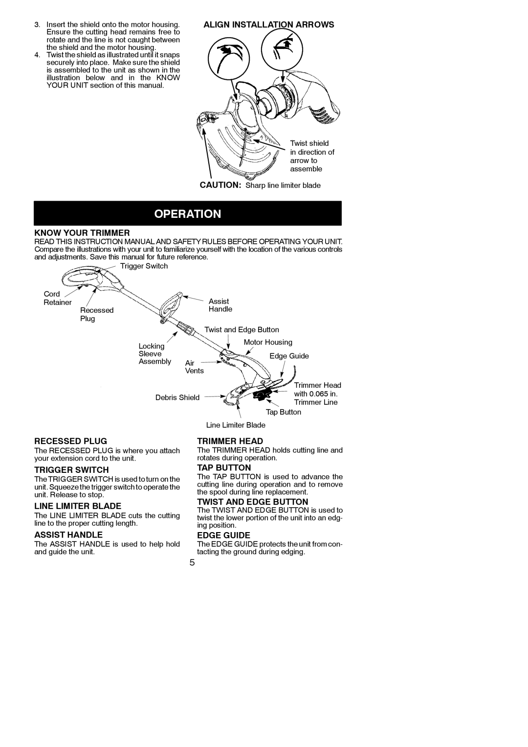 Weed Eater 545186762 instruction manual Operation 