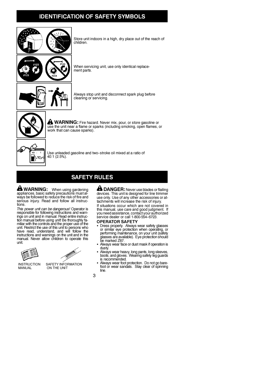 Weed Eater FX26SC, 545186796 instruction manual Safety Rules, Operator Safety 