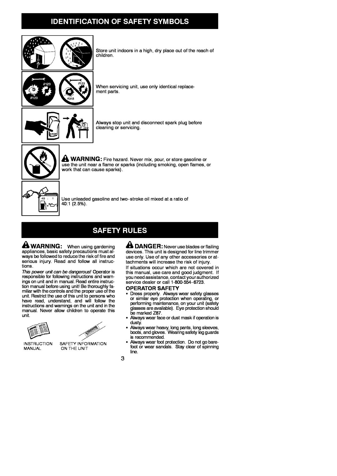 Weed Eater FX26SC, 545186796 instruction manual Safety Rules, Identification Of Safety Symbols, Operator Safety 