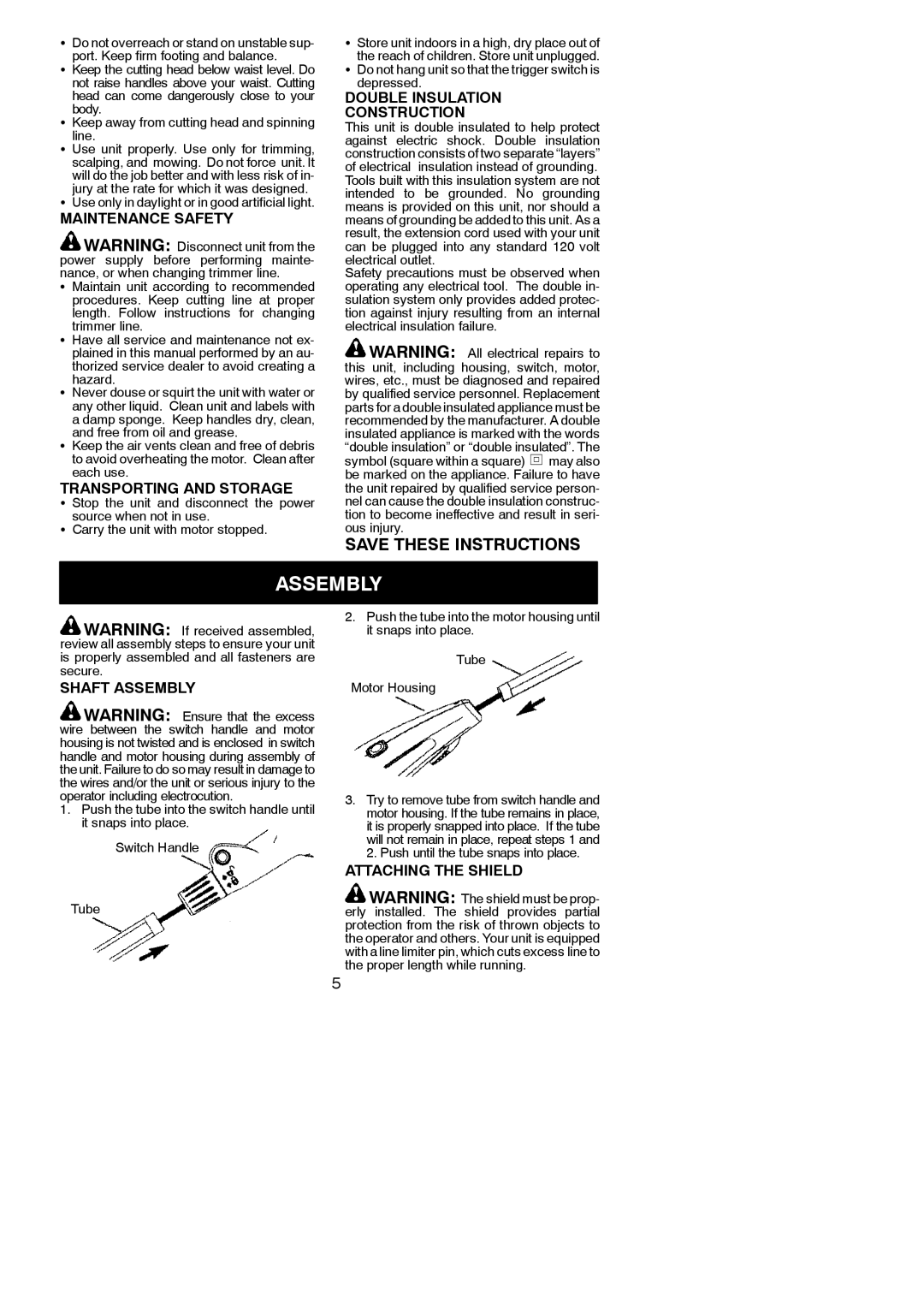 Weed Eater 545186765, 600 instruction manual Assembly 