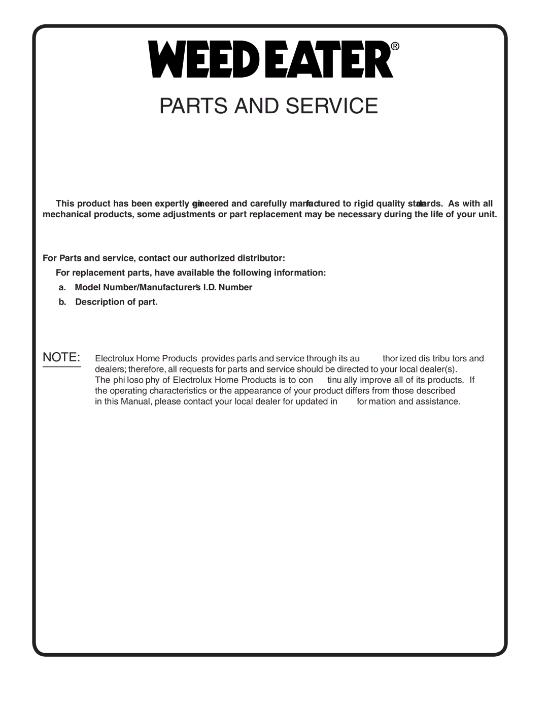 Weed Eater 60614, 405209 manual Parts and Service 