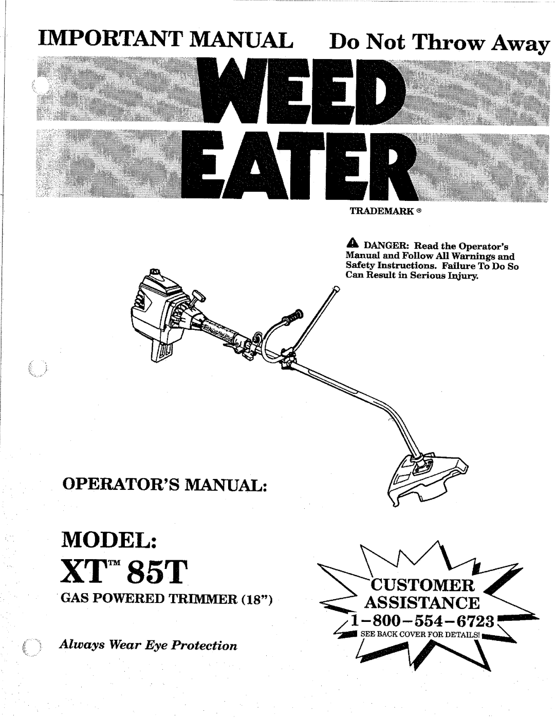 Weed Eater 85T manual 