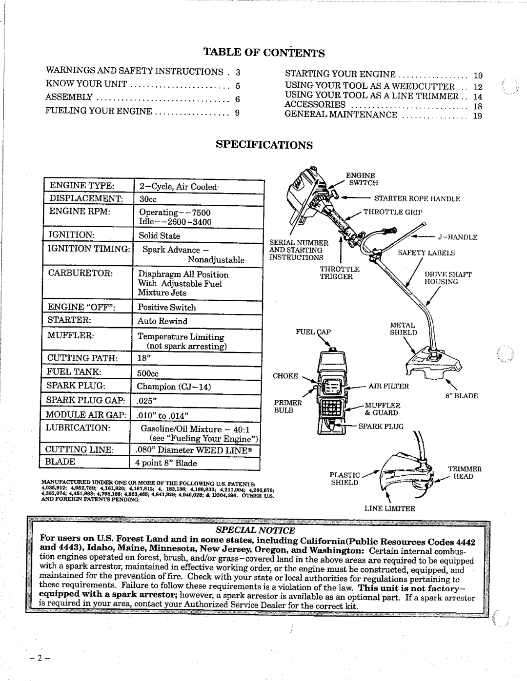 Weed Eater 85T manual 