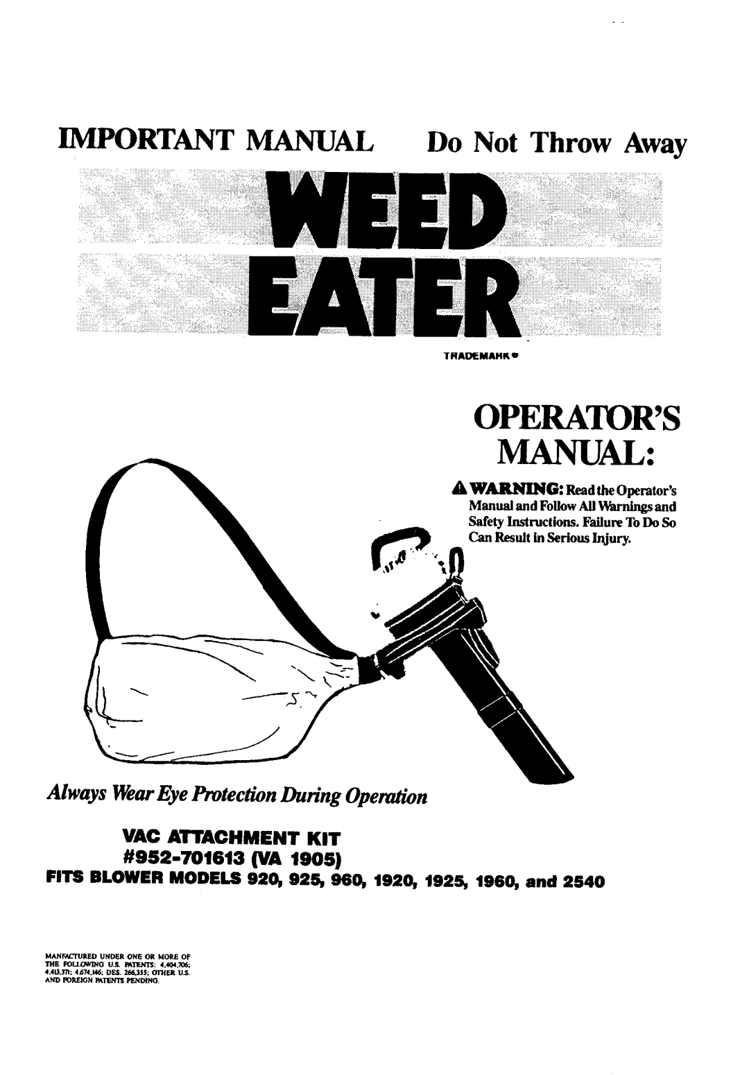 Weed Eater 920 manual 