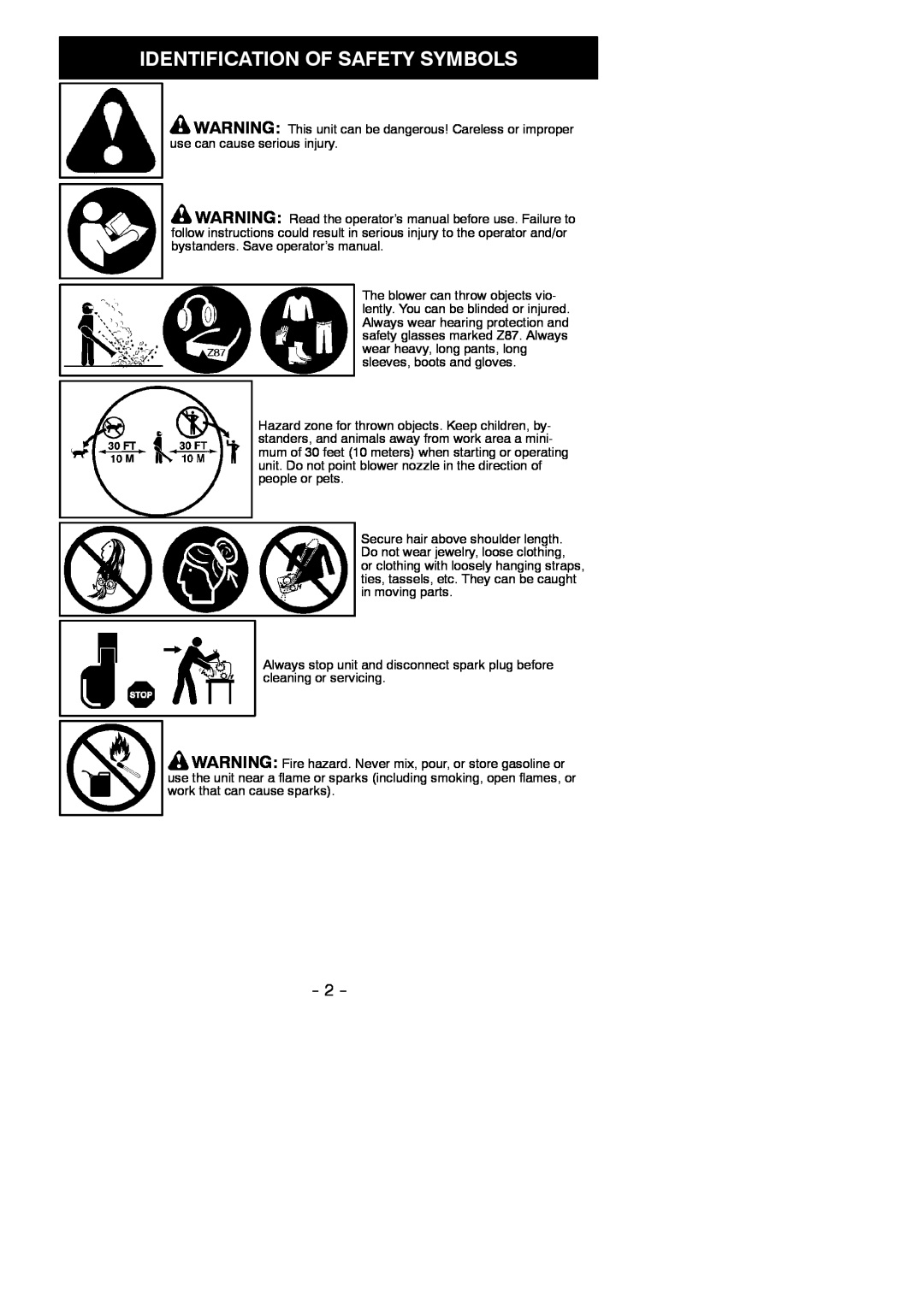Weed Eater 952711937 instruction manual Identification Of Safety Symbols 