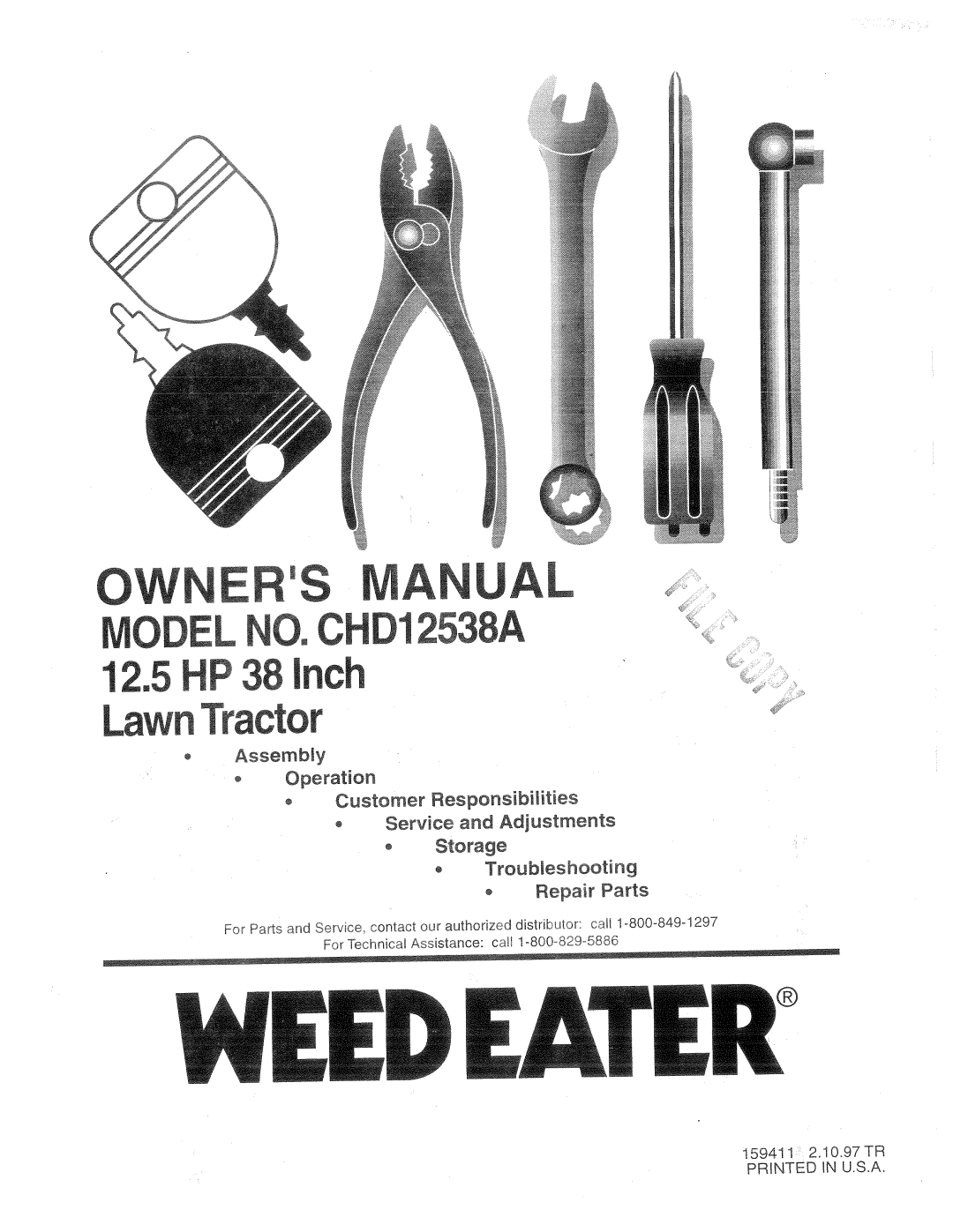 Weed Eater 159411, CHD12538A manual 