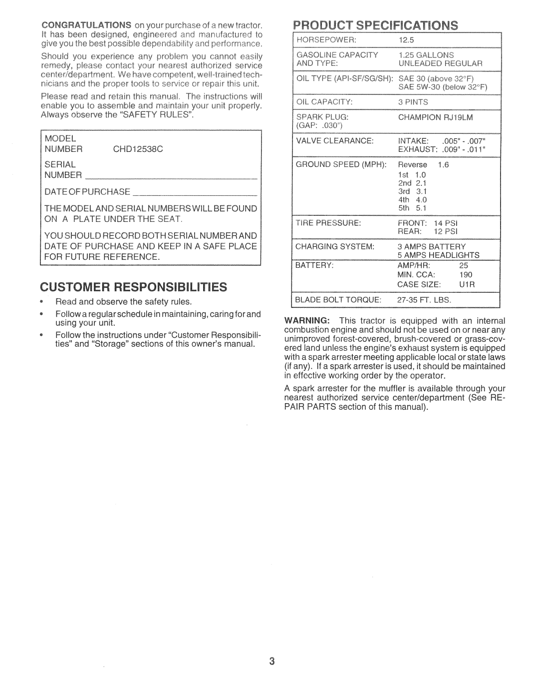 Weed Eater 164835, CHD12538C manual 