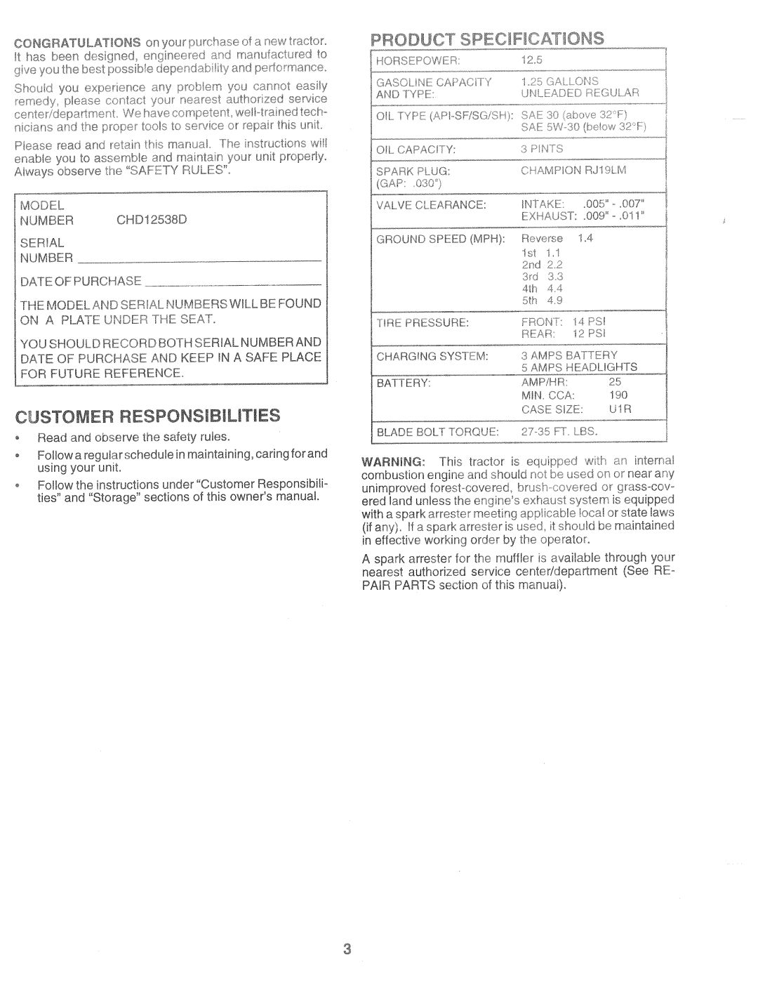 Weed Eater 168303, CHD12538D manual 